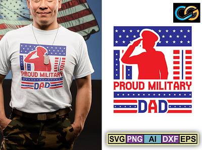 PROUD MILITARY DAD 3d animation branding creativegraphics design graphic design illustration logo motion graphics tshirt design ui ux vector