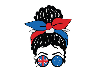 Messy bun hairstyle with Australian flag headband design creativegraphics design graphic design illustration logo tshirt design vector