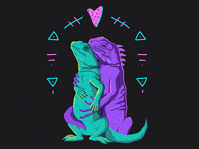 cold-blooded love colour illustration illustrations love neon pangolin reptile