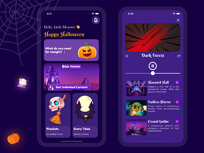 Boo App Design 👻🎃 application boo development ghost halloween holiday horror julialebedeva mobile mobileapp pumpkin scary