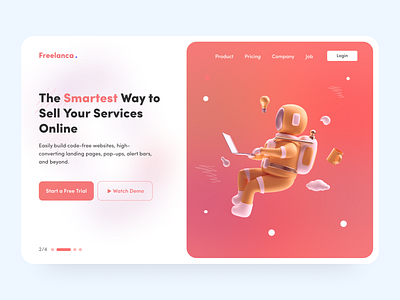 Freelancer Platform Landing Page 2022 trendy design 3d design clean clean design clean ui design illustration landing page minimal design ui ux web design web header website website header ui