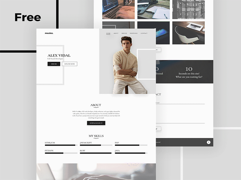 2 Free PSD template design ecommerce free landingpage layout parallax personal portfolio ui ux web website