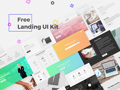 Free Landing UI Kit clean design free freebie ios kit landing onepage psd ui ux website
