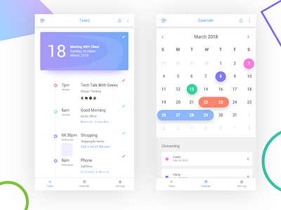 To-do App app calendar color colors event illustration ios meeting mobile reminder todo ui