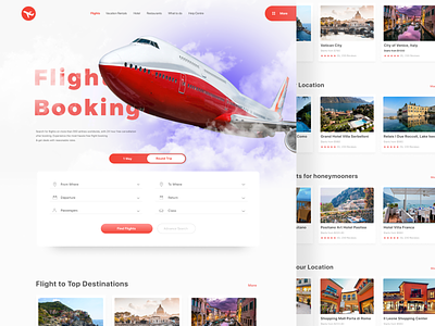 Travel Booking Langing Page clean design italy landing plane plane ticket ticket booking userexperiencedesign userinterfaces ux web website