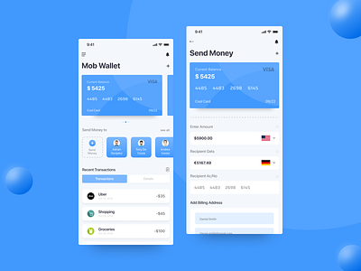 Mobi Wallet App for iOS app app layout app trends bank bank account bank card clean design ios iphonex send money typography ui ux visa card