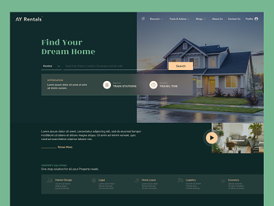 Real-Estate - Homepage Concept clean design dreamhome green home homepage luxary modern real estate rentals search sketch ui ui design ux design visual design web design