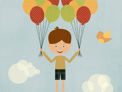 Launch balloon launch balloons boy children illustration fly illustration launch