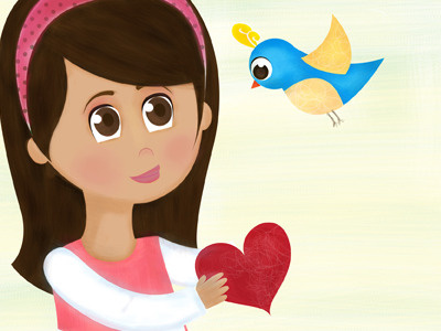 Lets share some love bird child girl heart love share