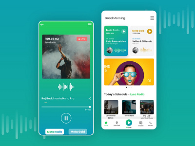 Radio Mobile App 📻 application audio branding design mobile music app radio rootquotient software ui ux