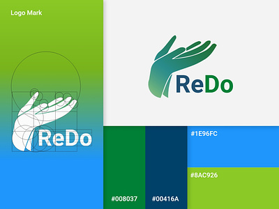 Redo: Changing the way we donate and recycle branding brandmark clean color donation gradient hands identity inspiration logo logo design logo grid logomark logotype mood board perspective plastic recycling symbol zero waste