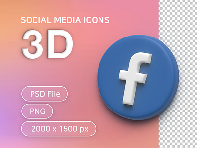 Social Media 3D icons_facebook 3d 3d icon facebook icon illustration sns social social media social media icons