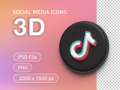 Social media 3D icons_tik tok 3d icon illustration logo sns social social media social media icons tictok
