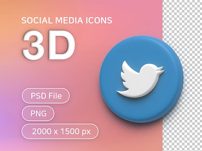 Social media 3D icons_twitter 3d icon illustration sns social social media social media icons twitter