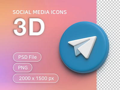 Social media 3D icons_telegram