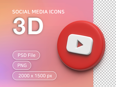 Social media 3D icons_youtube 3d icon illustration logo sns social social media social media icons