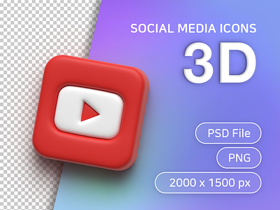 Social media 3D icons_youtube 3d 3d icons icon sns social social icons social media social media icons youtube youtube icon
