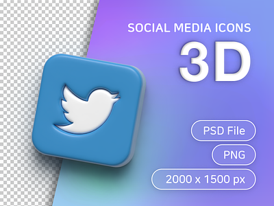 Social media 3D icons_twitter 3d icon sns social social icons social media social media icons twitter twitter icon twitter logo