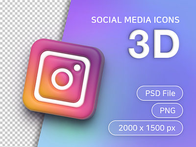 Social media 3D icons_instargram 3d icon instargram instargram icon instartram logo sns social social icons social media social media icons