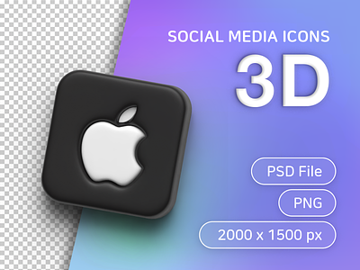 Social media 3D icons_apple 3d apple apple icon apple logo icon logo sns social social icons social media social media icons