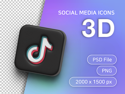 Social media 3D icons_tiktok 3d 3d icons icon logo sns social social icons social media social media icons tiktok tiktok icon tiktok logo