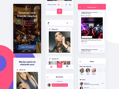 Sleafy dating app app brand clean dating design flat purple ui ux violet web