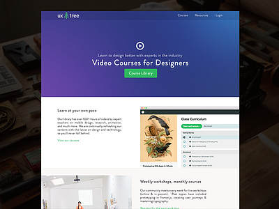 UXTree Redesign / Vision blue courses gradient landing page purple redesign tree tutorials ux web