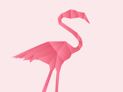 Origami Flamingo abstract cubist flamingo pink vector