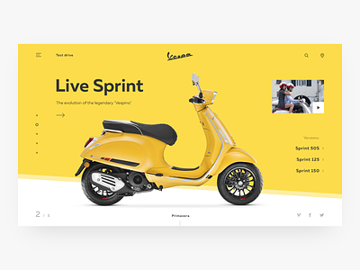 Vespa clean design homepage minimalism moto promo scooter simple site slider ui uiux ux vespa web webdesign website