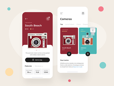 Lomo Cameras app application camera clean design ecommerce film interface ios lomo lomography minimalism mobile photograhy retro simple ui uiux ux