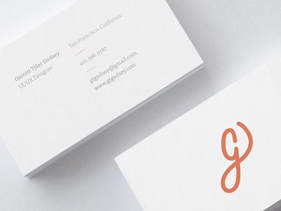 New Cards business cards clean g lettering minimal orange red white