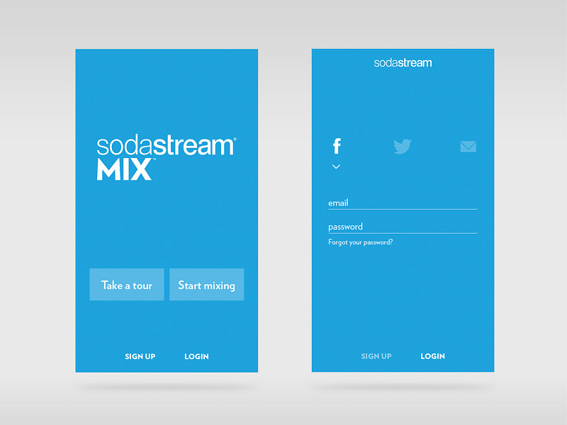 Sodastream MIX login by Garrett Godsey on Dribbble