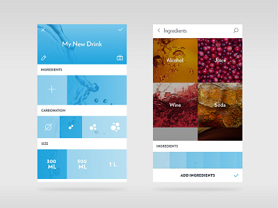 Sodastream Recipe Screen 1 alcohol app bartender clean ios mixology mobile recipe simple social sodastream ui