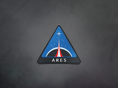 Ares Patch ares badge black blue dark icon launch liftoff logo mars mission nasa patch red simple space stars symmetric