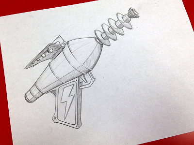 Flash Gordon Ray Gun black and white drawing gun ray gun sketch