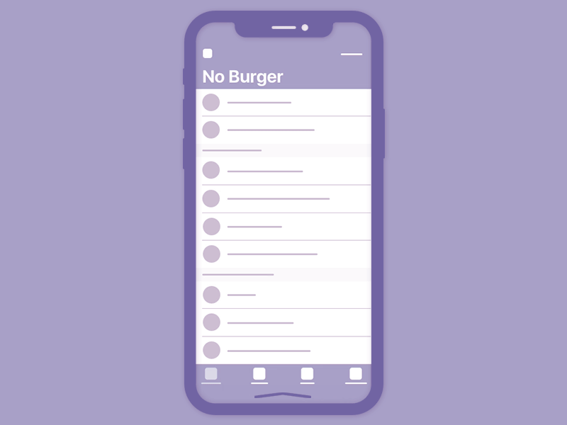 No Burger app bar burger menu mobile tab ui ux