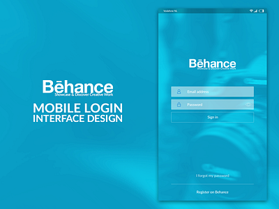 Behance login UI app behance login mobile ui