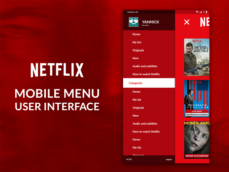 Netflix Menu UI by Yannick.studio on Dribbble