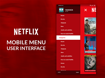 Netflix Menu UI app design menu mobile netflix ui