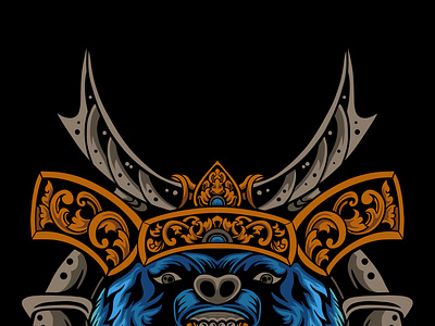 Vector mask samurai bear barong bali style