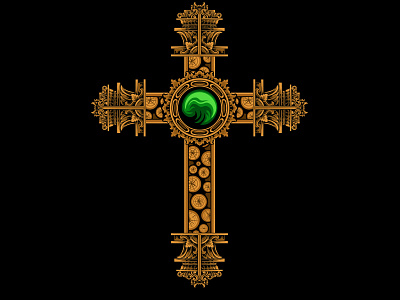 classic engraved christian cross vector