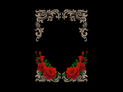 classic wedding invitation engraved ornament design with rose backgrounds beautiful branding classic decorative design illustration logo ui vector