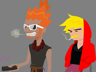 Akuma & Ken akuma cigarette first love gouki hoodie ken mustache nerd raging demon street fighter white sunglasses