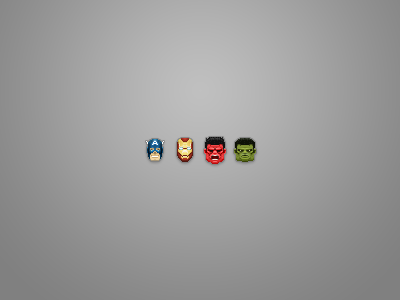 Four Action Heroes avengers captain america comics heroes hulk icon illustration iron man little marvel pixel art pixels portrait red hulk small super heroes the incredible hulk tiny