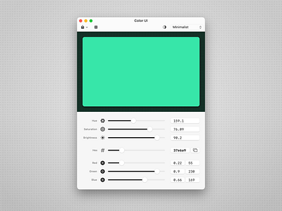 Color UI — Mac App app big sur color palette color picker developer hex hsb hsl indiedev interface design interfacedesign macos rgb swift swiftui uiux webdeveloper