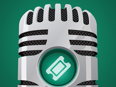 Podpass branding flat flat ish green icon logo microphone
