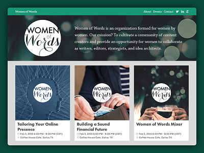 Women of Words Event Site Mockup design web