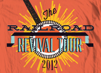 Railroad Revival banjo orange railroad railroad revival sunburst typography western wild west