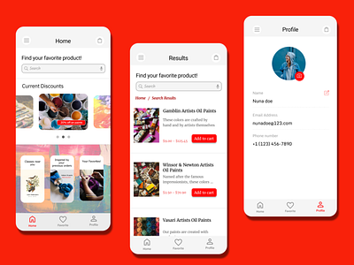 Shopping cart app for art supplies app design figma ios mobile ui