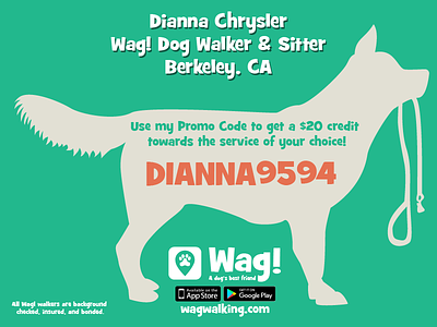 Wag! Promo card advertising branding business card dogs illustrator promo vector